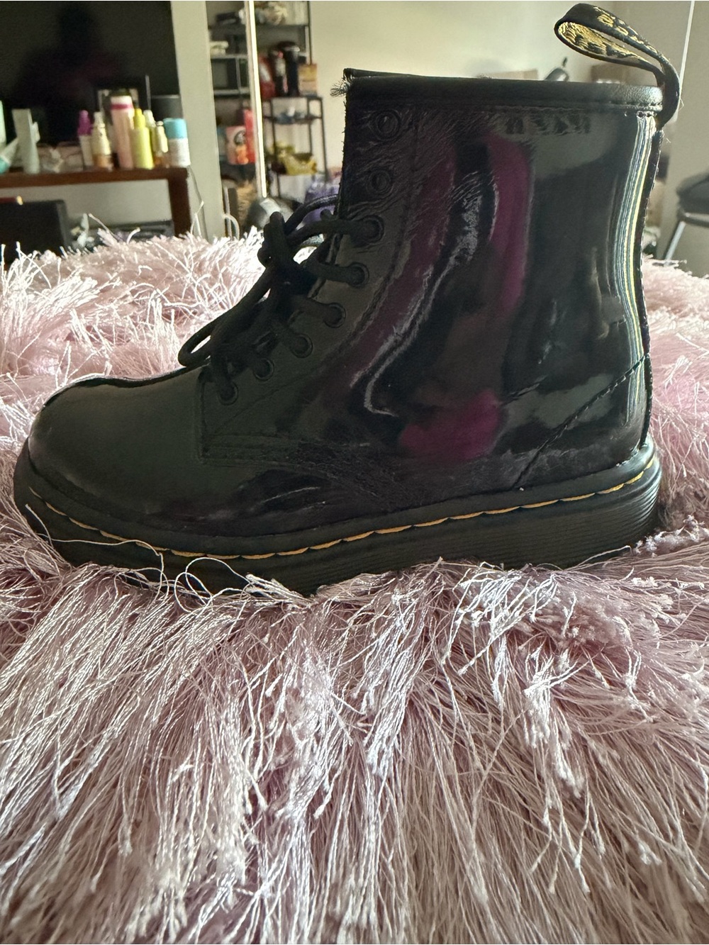 Dr. Martens Black Patent Kids Lace-Up Boot